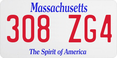 MA license plate 308ZG4