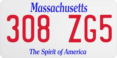 MA license plate 308ZG5