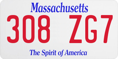 MA license plate 308ZG7