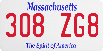MA license plate 308ZG8