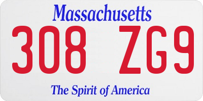 MA license plate 308ZG9