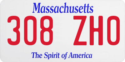MA license plate 308ZH0