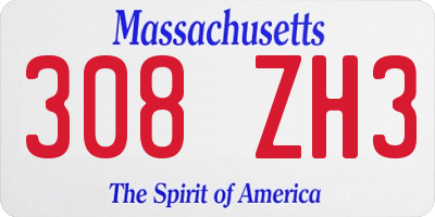 MA license plate 308ZH3