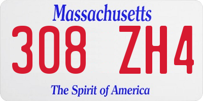 MA license plate 308ZH4