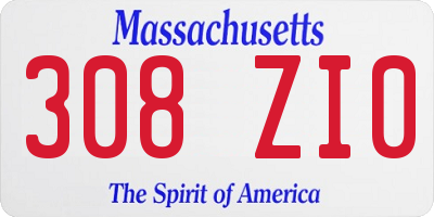 MA license plate 308ZI0