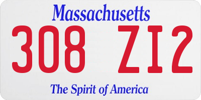 MA license plate 308ZI2