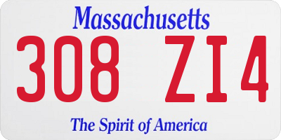 MA license plate 308ZI4