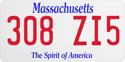 MA license plate 308ZI5