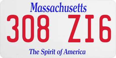 MA license plate 308ZI6