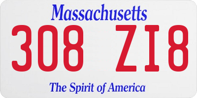 MA license plate 308ZI8