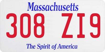 MA license plate 308ZI9