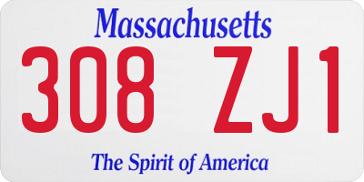 MA license plate 308ZJ1