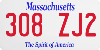 MA license plate 308ZJ2