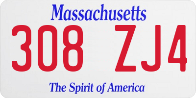 MA license plate 308ZJ4