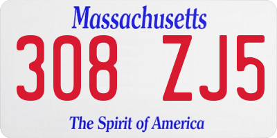 MA license plate 308ZJ5