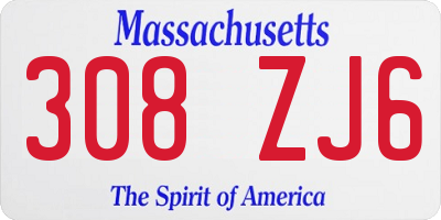 MA license plate 308ZJ6