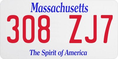 MA license plate 308ZJ7
