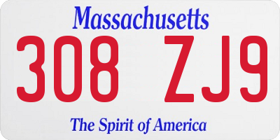 MA license plate 308ZJ9