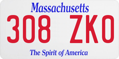 MA license plate 308ZK0