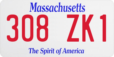 MA license plate 308ZK1