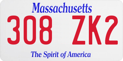 MA license plate 308ZK2