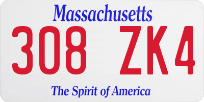MA license plate 308ZK4