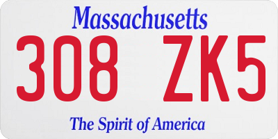 MA license plate 308ZK5