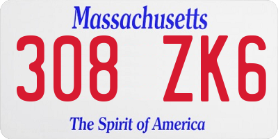 MA license plate 308ZK6