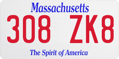 MA license plate 308ZK8