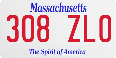 MA license plate 308ZL0