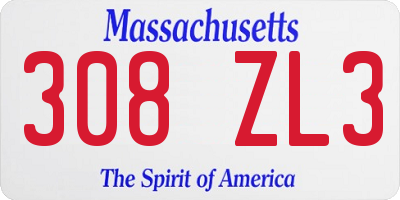 MA license plate 308ZL3