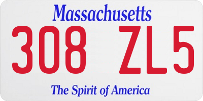 MA license plate 308ZL5