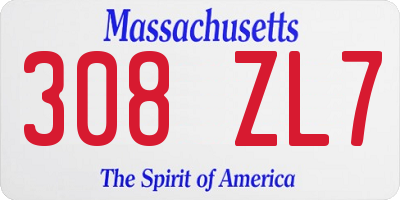 MA license plate 308ZL7