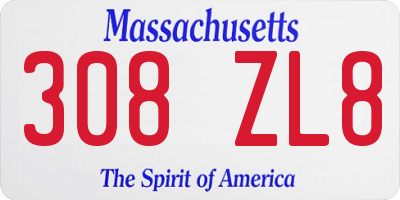 MA license plate 308ZL8