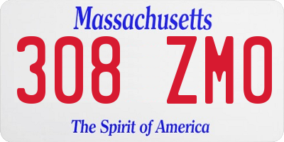 MA license plate 308ZM0