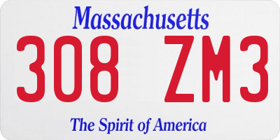 MA license plate 308ZM3
