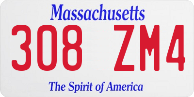 MA license plate 308ZM4