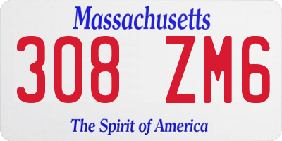 MA license plate 308ZM6