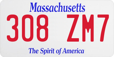MA license plate 308ZM7
