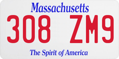 MA license plate 308ZM9