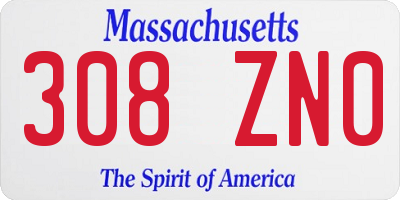 MA license plate 308ZN0