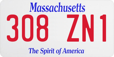 MA license plate 308ZN1