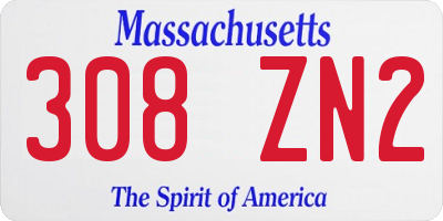 MA license plate 308ZN2