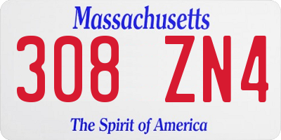 MA license plate 308ZN4