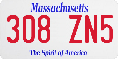 MA license plate 308ZN5