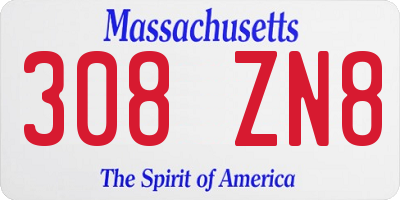 MA license plate 308ZN8