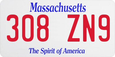 MA license plate 308ZN9