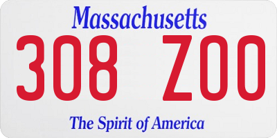 MA license plate 308ZO0