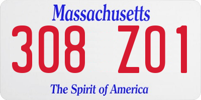 MA license plate 308ZO1