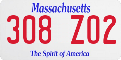 MA license plate 308ZO2